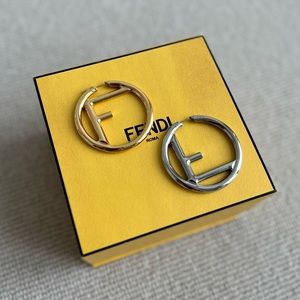 ‘F IS FENDI’ Gold & Palladium Hoop Earrings